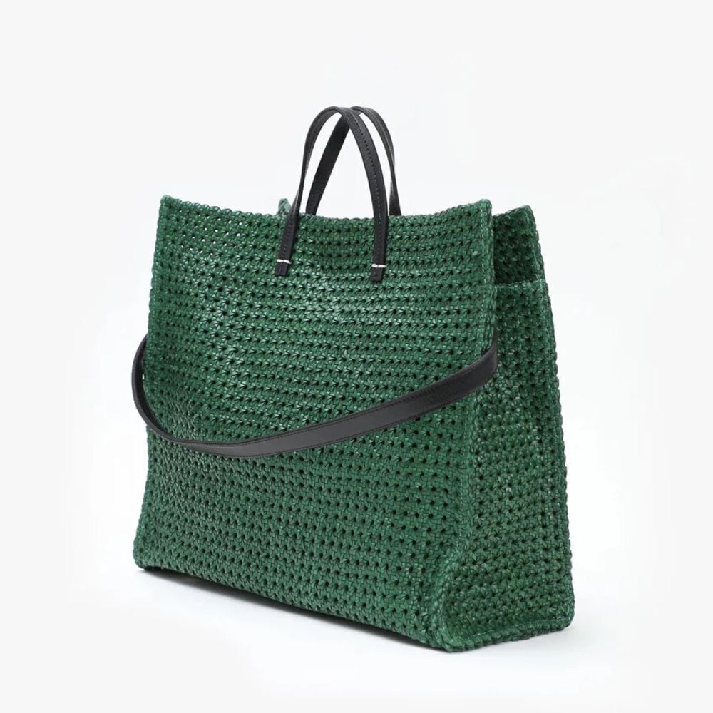 Clare V Green Woven Tote Bag